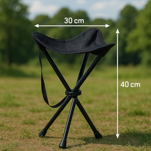 Dreibeinhocker faltbar 550g ultraleichter Camping-Hocker, 3-Bein Klapphocker, 40cm Höhe, 30cm Sitzfläche bis 100kg belastbar, tragbarer Festival Sitz für Messen, Festivals & Outdoor Wanderung – Bild 4