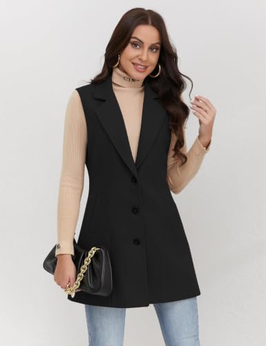 Image of IDEALSANXUN Plaid Vest for Women Fall Winter Sleeveless Blazer Jackets
