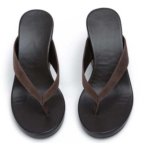 Wedge Sandals for Women Suede Arch Support Slip On Flip Flops Summer Open Round Toe Platform Thong Slide Sandals with Rubber Sole4