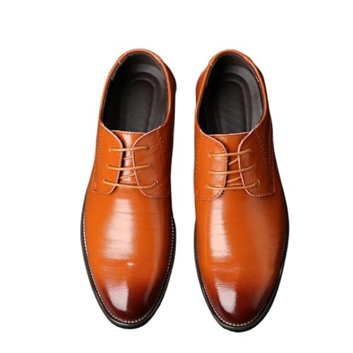 Men's Pointed Toe Trendy Leather Shoes Men's Dress Shoes Large Size Business Men's Shoes Casual(Brown,43)