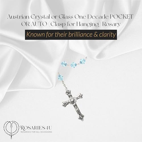 Austrian Crystal or Glass One Decade POCKET OR AUTO (Clasp for Hanging) Rosary - Includes Holy Card, Birth month meaning when applicable - Gift Idea3