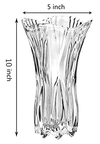 Yishengrong Flower Vase Large Size Phoenix Tail Shape Thickened Crystal Glass For Home Decor, Wedding Or Gift - 9.5" High X4.5 Wide,With Color Box #TOP4