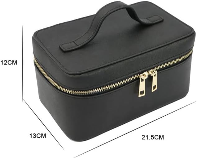 Ladies Split Leather Travel Toiletry Case Bag Portable Hanging Makeup Organizer Box Kit Cosmetic for Women image 3