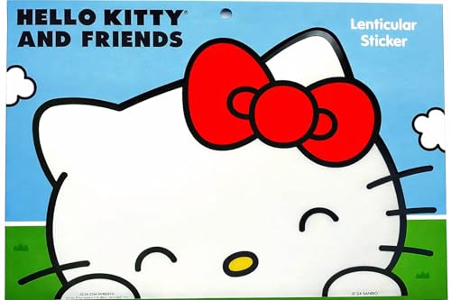 Hello Kitty Sticker Car Decal Sticker 9' | Hello Kitty Car Accessories | Party Favor Peel Me Sticker | Waterproof Vinyl Lenticular | 9' | Officially Licensed