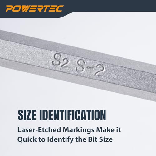 Image of POWERTEC 72259 6 Inch Square Driver Bit Set - #2 Square Head, 1 /4 inch Hex Shank, for Woodworking & Construction (2 Pack)