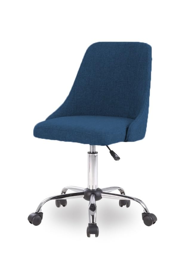 Image of Taskpro Fabric Upholstered Height-Adjustable 360 Swivel Revolving Office Study Desk Chair in Dark Blue Color