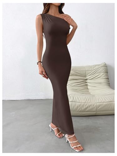Image of Milumia Women's One Shoulder Formal Long Dress Asymmetrical Sleeveless Bodycon Cocktai Dresses