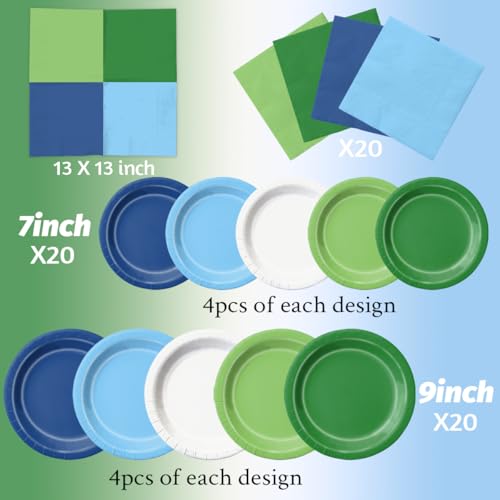 Image of CMUSKO Golf Party Decorations - 60Pcs Blue Green Plates & Napkins Set Hole in One Golf Themed Tableware for Birthday,Baby Shower (Pack of 3)