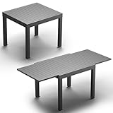 JUMMICO Table de Jardin Extensible 260x80cm pour 6 10 Personnes   Aluminium Antirouille, Imputrescible et Facile à Nettoyer   Design à Rallonge Compact Résistant aux Intempéries