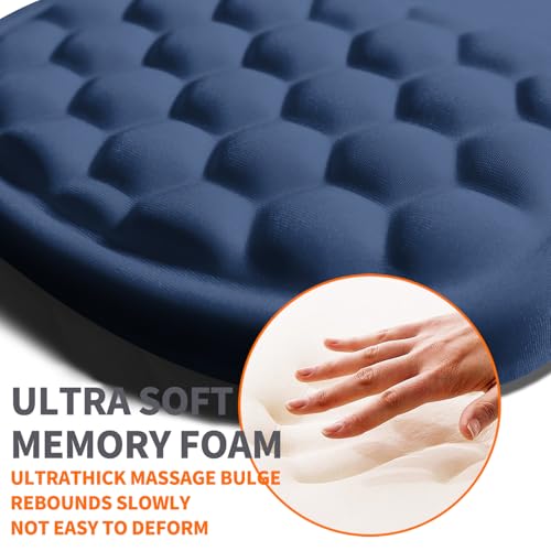Image of Ergonomic Joint Wrist Support Mouse Pad with Memory Foam Cushion Massage Bump, Carpal Tunnel Pain Relief Mousepad Slope Design for Wrist Rest, 11.8x7.9 in, Dark Steel Blue