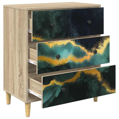 Cajonera WIJHE de mármol teal 66x36,5x75 cm cómoda rectangular de madera para dormitorio 7