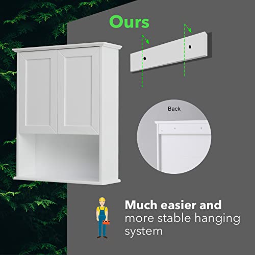 Oonnee White Bathroom Cabinet Wall Mounted Wooden Medicine Cabinets Above Toilet, Over Toilet Storage Cabinet, 23X29 Inch Hanging Bathroom Wall Cabinet With 2 Doors & Adjustable Shelf, Soft Hinge #TOP5