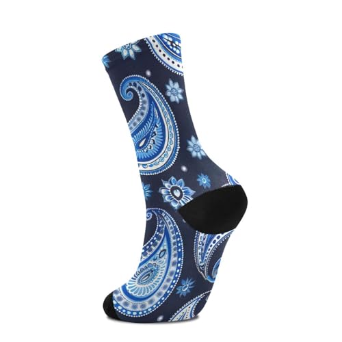 Colorful Paisley Women's Men's Crew Socks, Soft Breathable Athletic Socks for Running Cycling Sports, 1 Pairs4