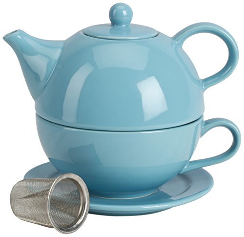 Omniware 1500133 5 Piece Tea For One Teapot Set with An Infuser, Turquoise