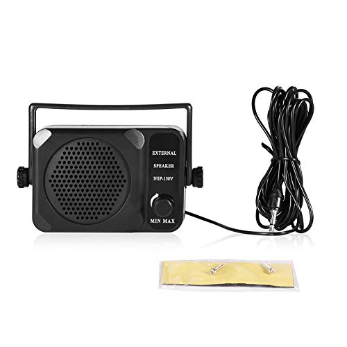 Zerone Altavoz Externo, portátil, con conexión de 3,5 mm y Control de Volumen para Radio de Coche de Dos vías (Negro)