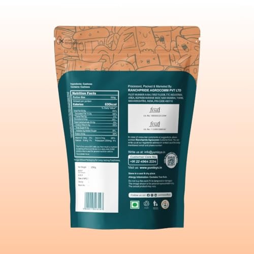 Image of Yumleys Premium Natural Whole Cashews | 500g Combo Pack (2 x 250g) | High Protein & Crunchy Snack | Healthy & Delicious Nut for Weight Management