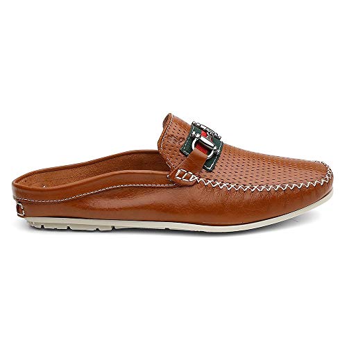 Mule Masculino Em Couro Mocassim Sem Calcanhar - Caramelo/39