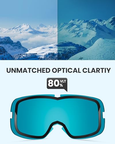 OutdoorMaster Owl Ski Goggles OTG, Snow Snowboard Goggles for Men Women Youth, Anti-Fog, 100% UV Protection - Image 2