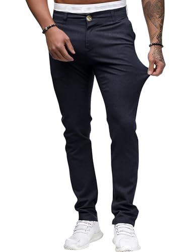 ALLABREVE Men's Chinos Casual Dress Pants Slim Fit Skinny Stretch Flat-Front Lightweight Comfort Slacks - Image 6