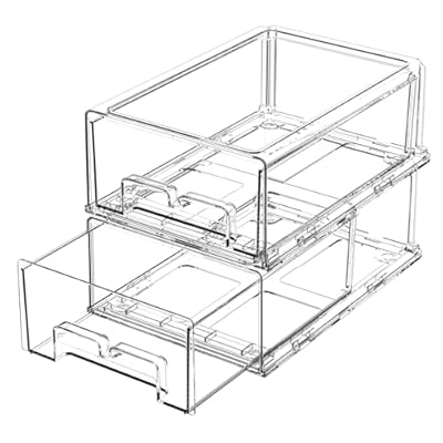 damynuo 2 Pack Refrigerator Drawers - Fridge Organizer Bins Stackable Storage Drawers, Clear Refrigerator Organizing Containers Pull Out Drawer for Fruit, Vegetable Storage and Keep Fresh