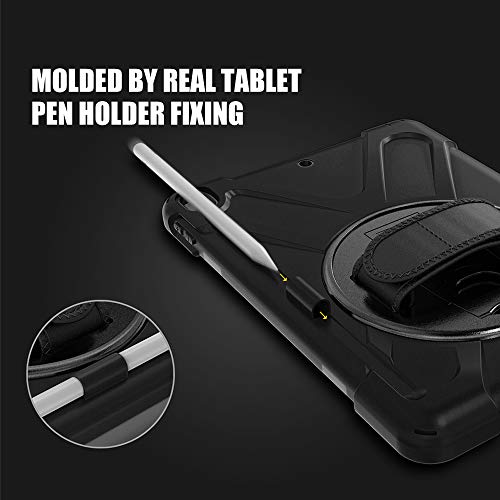 Zenrich Ipad 9Th Generation Case, Ipad 8Th/7Th Generation 10.2 Case With Pencil Holder Kickstand Hand Strap And Shoulder Strap Zenrich Rugged Shockproof Case For Ipad 10.2 Inch 2021/2020/2019,Black #TOP7