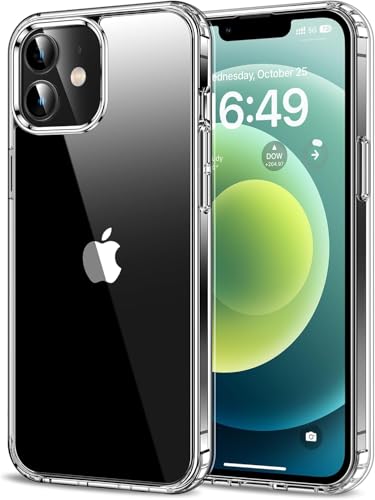 Clear Case for iPhone 12 Pro Anti-Yellowing Transparent Slim TPU Cover Shockproof Protective Phone Case with Raised Screen & Camera Bezels Wireless Charging Compatible