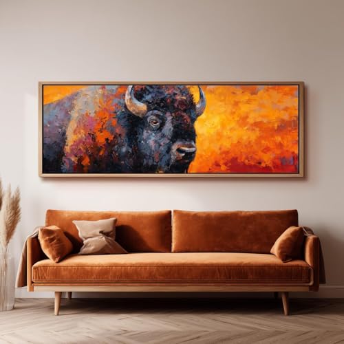 Impressions de bisons 30x90cm art horizontal allongé déco western