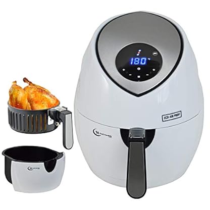 FRITTEUSE OHNE FETT HEISSLUFT-FRITTEUSE DIGITAL MULTI FRITTEUSE HEISSLUFT ECO-AIR-PROFI DC-1400W-1 weiß, digitales Touch-Bedienfeld (Multifritteuse in weiß)
