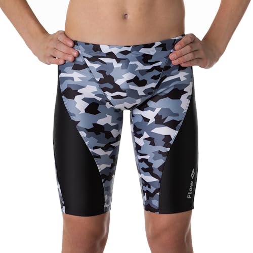 Flow Splice Jammer Swimsuits - Swim Jammers for Swimming in Boys Size 21 to 32 (BW Camo 25)
