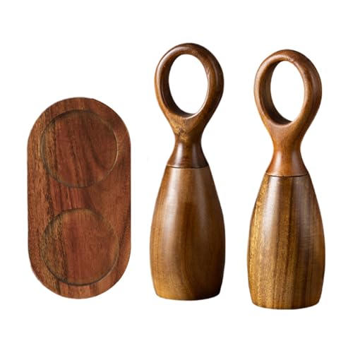 Juego de salero y pimentero de madera, pimienta de madera, recargable manual, juego manual ajustable, núcleo de cerámica, recargable para cocina doméstica