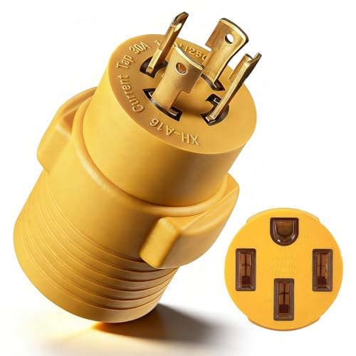 NEMA L14-30P to 14-50R Generator Adapter, 30A 4-Prong Locking Male Plug to 50A RV EV Female Connector, Heavy Duty ETL Listed Power Cord Adapter for Portable Generator, RV Camper, Tesla EV Charging