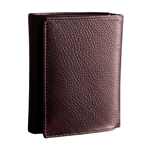 TAEMAN 'Real Leather Trifold Wallet for Men - RFID Wallets Slim 6 Credit Card Holder 2 ID Compartment Gift For Men (Vintage Brown)