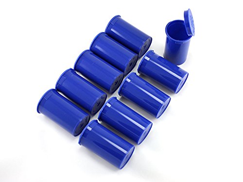 225 pack - 19 Dram, Blue Waterproof Airtight Smell Proof Stash Box Odor Sealing Container Prescription Vial Bottle with Child Resistant Squeeze Top Cap