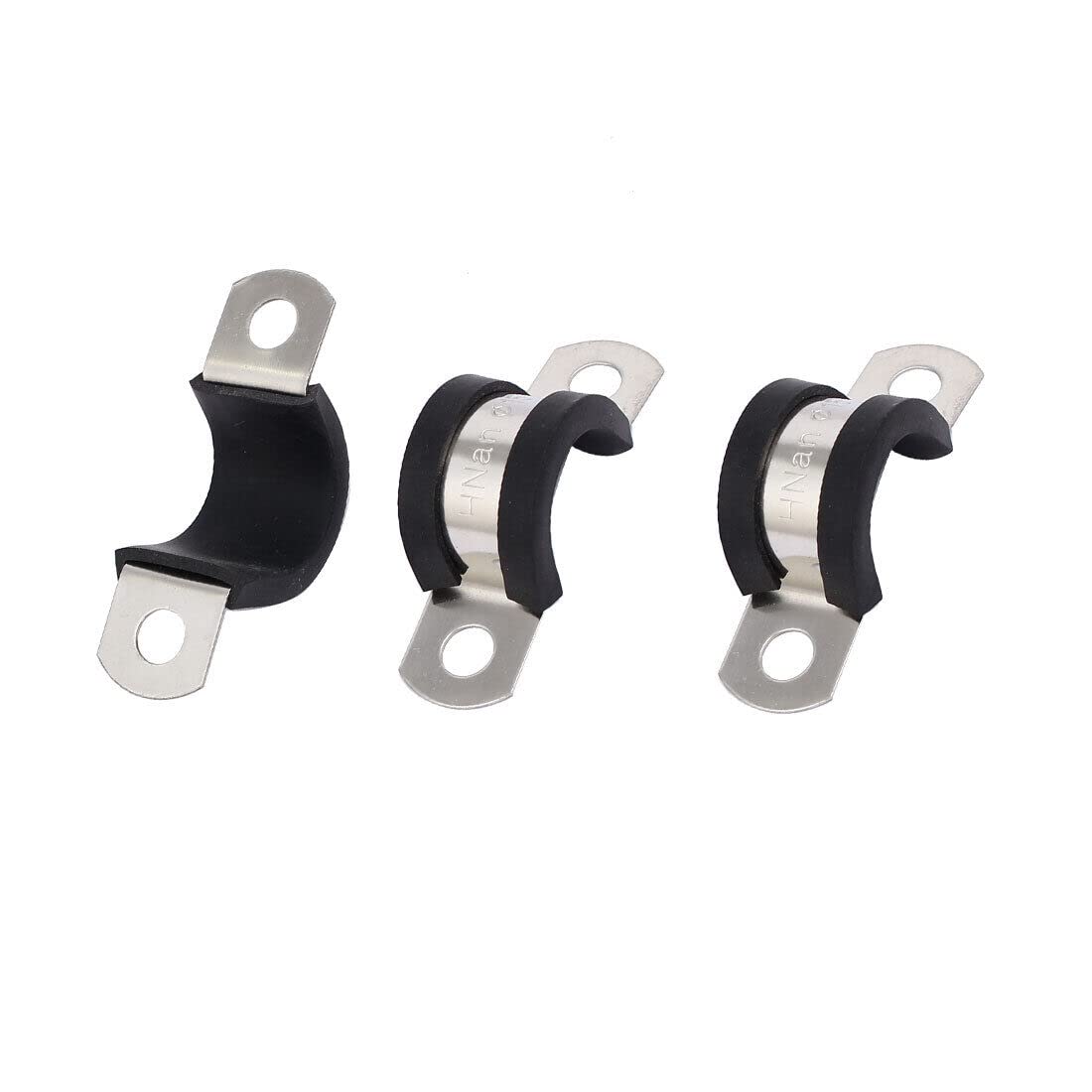 Tool parts 15mm Dia EPDM Rubber Lined U Shaped Pipe Tube Wire Clamps Clips 3pcs