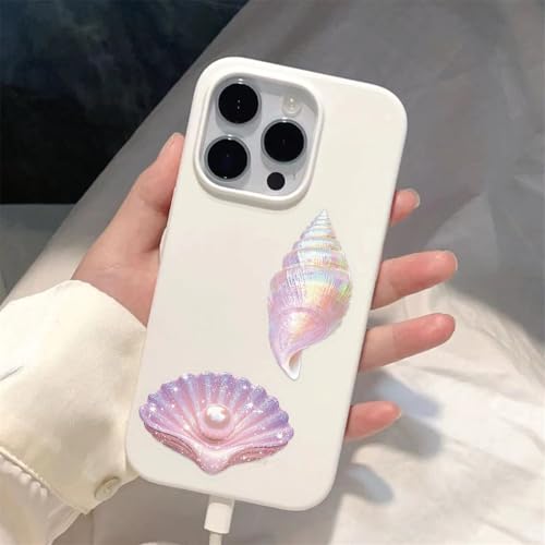 Image of 50PCS Sea Shell Stickers Aesthetic PET Conch Stickers Clamshell Pearls Decal Waterproof Decorative Decals for Scrapbook DIY Crafts Album Bullet Journal Planner Water Bottles Laptop Phone (Conch)