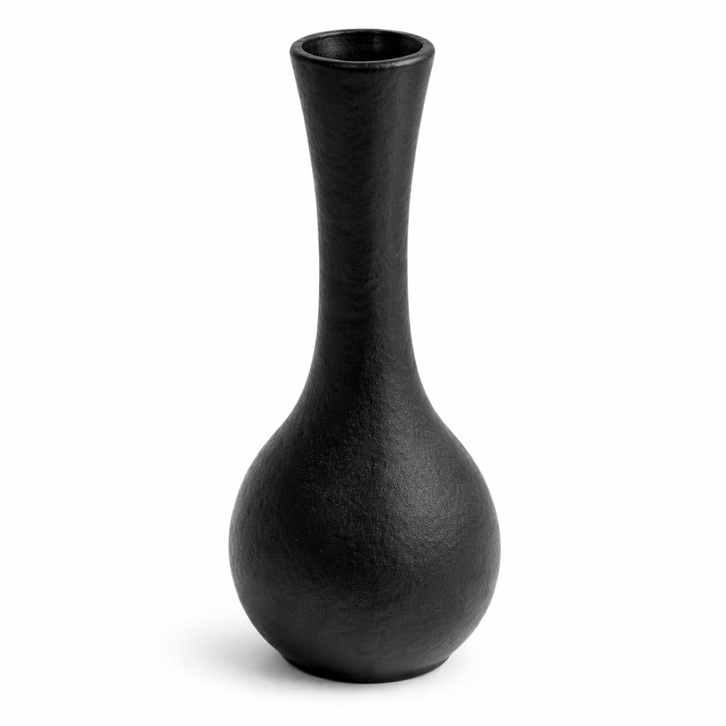 Matte Black Aluminium Flower Vase – Modern Metal Decorative Vase for Living Room, Bedroom & Entryway, Minimalist Small Table Decor, 20 cm Height-image-9