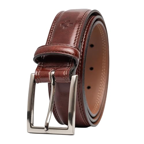 Image of Vince Camuto Mens Belt | Double Stitch Detailing | Genuine Leather Belt