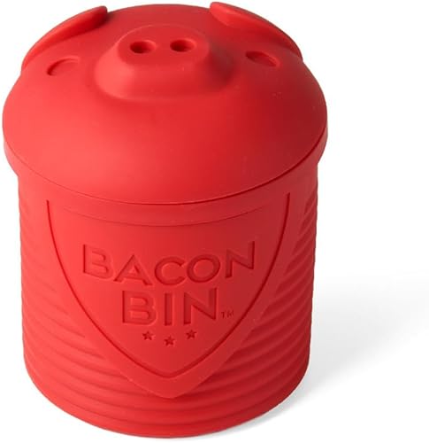 Talisman Designs Colador y colector de grasa para tocino Rojo Tamaño XL Herramientas de cocina aptas para la familia Recipiente de grasa de