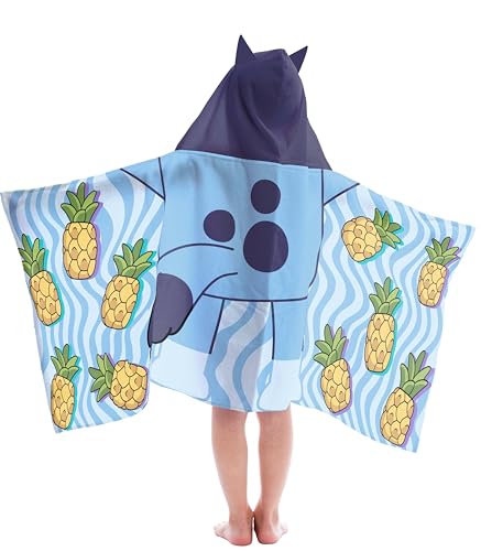 Image of Jay Franco Hooded Bath and Beach Towel – Soft & Cozy 22" x 51" Kids' Cotton Pool Towel, Blue - Bluey