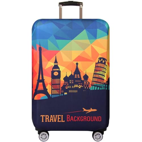 Image of MosaiRudo Thicker Luggage Cover Elastic Suitcase Cover Protector Fits 18-32 Inch Suitcase Travel Accessories, Travel-4, L, Zipper Closurezipper Closurezipper Closurezipper Closurezipper Closure