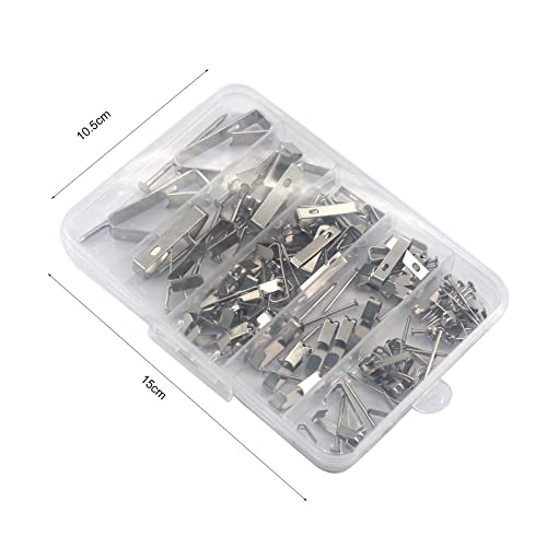 Image of Silver 60 Set Picture Hangers Photo Frame Hanging Hooks Kit, Mixed 10lb 20lb 30lb 50lb 100lb Picture Hanger Hook with Nails for Hanging Artwork Picture