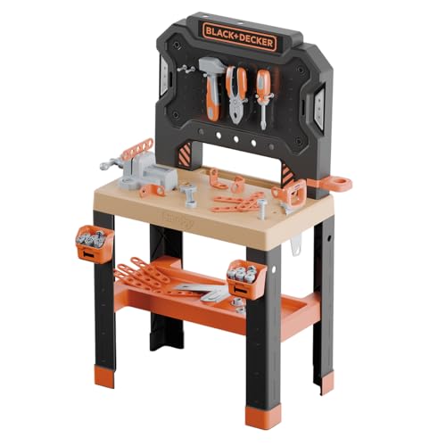 Smoby - Black+Decker - Etabli Bricolo - Jouet d'Imitation - 78 Accessoires - 7 Outils - Zones de Rangement - Matière Recyclée - A Partir de 3 Ans -...