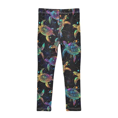 Colorful Sea Turtles Girls' Leggings Toddler Doodles Kids Yoga Pants Dance Active Tights 4T2