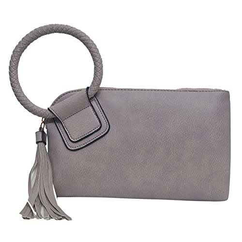 Image of NGIL Faux Leather Mini Wristlet Purse | Women's Handbag, Fashion Wristlet Wallet, Compact Everyday Purse with Fringe Tassel