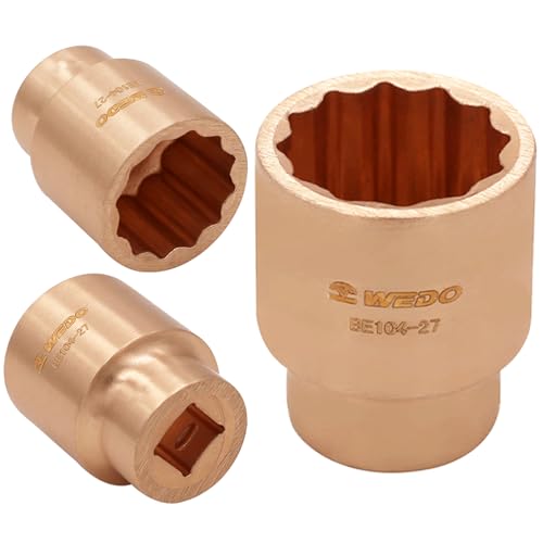 WEDO Non-sparking 1/2'' Drive Shallow Impact Socket,12 Point,Size 9/16'',Beryllium Copper,Non-magnetic,DIN and BAM standard,Suitable for Petrochemical Industry, Boat,garage necessity