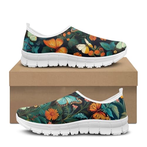 Image of Hummingbird Floral Print Lightweight Walking Shoes for Women Mesh Casual Sneakers Size 5-10.5