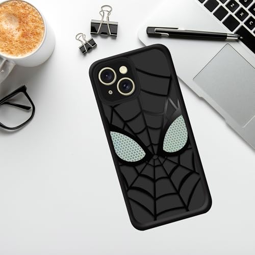Image of Stylish Spider Back Case Cover Compatible for iPhone 13 | Spidey Face Mask Case | Soft Silicone | Camera & Full Body Protection | Shock Proof | (Black)