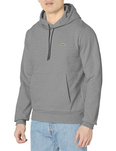 Lacoste mens Long Sleeve Solid Pop Over Fleece Hoodie