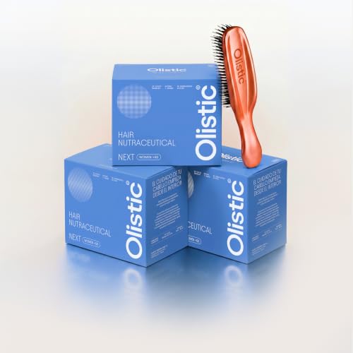 Olistic WOMEN NEXT - Pack de 3 x 28 Ampollas + Cepillo, Suplemento Anticaída Cabello para Mujeres a Partir de 50 Años, Fortalece las Fibras y Ayuda a Prevenir la Caída de Pelo, Natural, Vegano