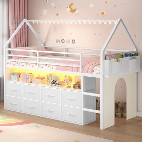 BTHFST Twin Size Loft Bed for Kids, 8 Storage Drawers &...